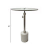 24 Inch Side Table Aluminum Frame Smooth Marble Top Pedestal Base White By Casagear Home BM285098