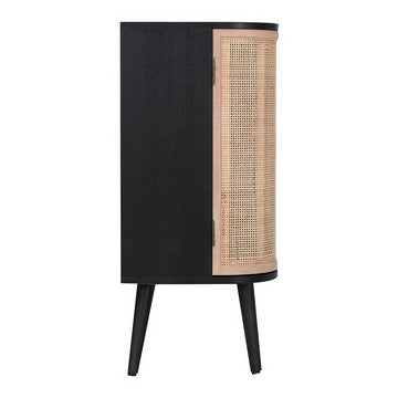 Dana 47 Inch Wood Sideboard Cabinet 3 Drawers Rattan Doors Modern Black By Casagear Home BM285106