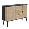 Dana Sideboard Cabinet | 47" | 3 Drawer | Rattan Doors | Black
