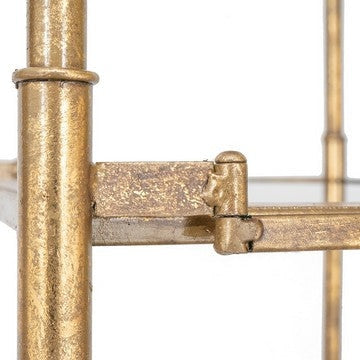 71 Inch Shelf 6 Tier Design 5 Glass Shelves Iron Frame Gold Finish By Casagear Home BM285111