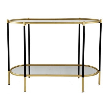 Console Table | 30" | Oblong | Mirror Top | Black Gold