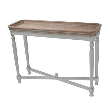 Fin Console Table | 42" | Tray Top | Fir Wood | White Brown