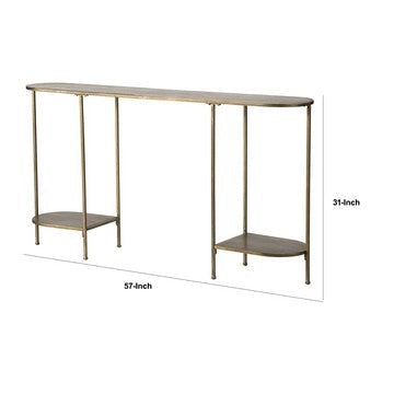 57 Inch Console Table Oval Steel Frame Modern Bronze Finish By Casagear Home BM285129