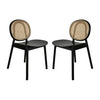 Ada 24 Inch Dining Chair, Cane Rattan Back, Beech Wood, Set of 2, Black By Casagear Home