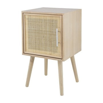 Oli 28 Inch Accent Cabinet Table, Rattan Door, Splayed Legs, Natural Brown By Casagear Home