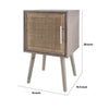 Oli 28 Inch Accent Cabinet Table Rustic Rattan Door Splayed Legs Brown Gray By Casagear Home BM285136