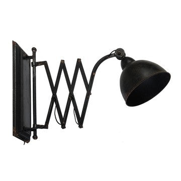 18 Inch Wall Mounted Lamp, Extendable Accordion Arm, Iron, Antique Black By Casagear Home