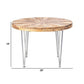 26 Inch Coffee Table Modern Mango Wood Top Iron Legs Silver Brown By Casagear Home BM285141