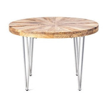 26 Inch Coffee Table, Modern, Mango Wood Top, Iron Legs, Silver, Brown By Casagear Home