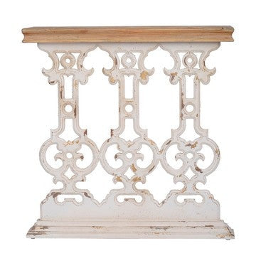 Console Table | 32" | Fir Wood | Scrollwork Base | Antique White