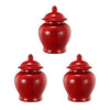 Ginger Jar Set | 6" | Porcelain Bell Shape | Set of 3 | Red