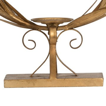 20 Inch Luxury Accent Candle Holder Laurel Wreath Metal Frame Gold Finish By Casagear Home BM285156