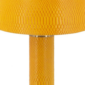27 Inch Modern Table Lamp Vegan Faux Leather Iron Bright Orange Yellow By Casagear Home BM285167
