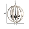 22 Inch 6 Light Wood Chandelier Candelabra Style,Classic White Finish By Casagear Home BM285175