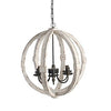 Chandelier | 22" | 6 Light | Candelabra Wood Frame | White Finish