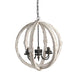 Chandelier | 22" | 6 Light | Candelabra Wood Frame | White Finish