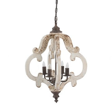 Chandelier | 20" | 4 Light | Candelabra Style | Vintage White