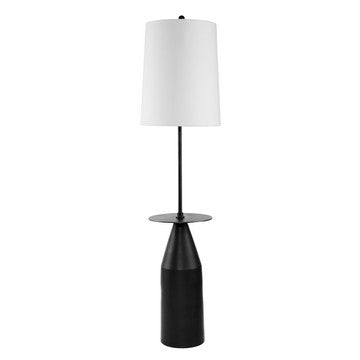 Floor Lamp | 61" | Round Drum Shade | Aluminum Frame | White Black