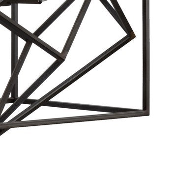 19 Inch 2 Light Chandelier Geometric Pattern Iron Frame Retro Black By Casagear Home BM285182