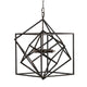 Chandelier | 19" | 2 Light | Geometric Iron Frame | Retro Black
