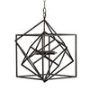 19 Inch 2 Light Chandelier, Geometric Pattern, Iron Frame, Retro, Black By Casagear Home