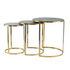 Nesting Tables | 24", 22", 21" | Gold Steel | Faux Leather Tops