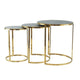Nesting Tables | 24", 22", 21" | Gold Steel | Faux Leather Tops
