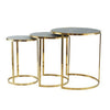 24, 22, 21 Inch Nesting Table, Gold Stainless Steel, Vegan Faux Leather Top By Casagear Home