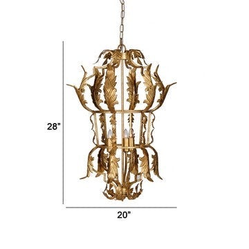 20 Inch Luxury Grade 3 Light Chandelier Acanthus Leaf Metal Gold Finish By Casagear Home BM285187