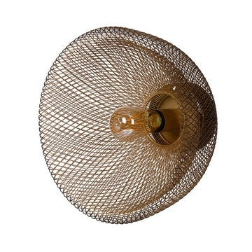 Wall Lamp | 14" | Round Iron Mesh | Gold Finish | Wall Mount