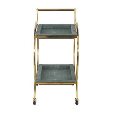 Sia 34 Inch Rolling Bar Cart Round Steel Frame Removable Trays Gray Gold By Casagear Home BM285193