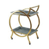 Sia Bar Cart | 34" | Rolling | Steel Frame | Removable Trays | Gray Gold