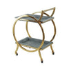 Sia 34 Inch Rolling Bar Cart, Round Steel Frame, Removable Trays Gray, Gold By Casagear Home