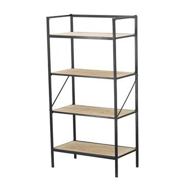 47 Inch Standing Bookshelf, Modern, 4 Tier, Fir Wood, Iron, Black, Brown By Casagear Home