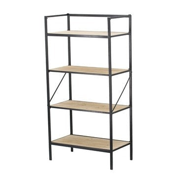 Bookshelf | 47" | Modern | 4 Tier | Fir Wood | Iron Frame | Black Brown