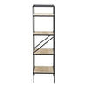 47 Inch Standing Bookshelf Modern 4 Tier Fir Wood Iron Black Brown By Casagear Home BM285196