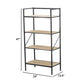47 Inch Standing Bookshelf Modern 4 Tier Fir Wood Iron Black Brown By Casagear Home BM285196