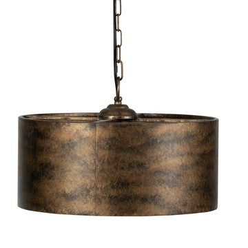 16 Inch 3 Light Chandelier, Round, Iron Frame, Rustic Brushed Bronze Finish By Casagear Home
