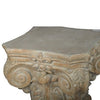 18 Inch Column Pedestal Classic Carved Scrollwork Floral Antique White By Casagear Home BM285209