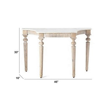 46 Inch Console Sofa Table Sleek Marble Top Turned Legs Wood Brown By Casagear Home BM285216
