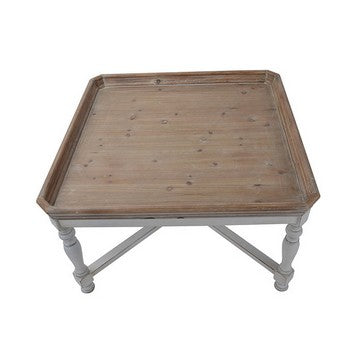Fin 33 Inch Coffee Table Tray Top Rustic Fir Wood Antique White Brown By Casagear Home BM285220