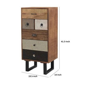 42 Inch Tall Dresser Chest Multicolor 6 Drawers Sturdy Sled Base Brown By Casagear Home BM285221