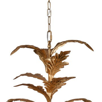 26 Inch 6 Light Chandelier Iron Cascading Leaves Vintage Classic Gold By Casagear Home BM285222