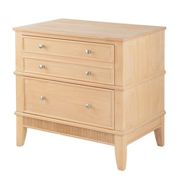 Bedside Table | 27" | 2 Drawer | Textured Wood | Veneer Finish | Brown