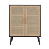 Dana 40 Inch Storage Cabinet Wood Frame 2 Shelves 2 Rattan Doors Black By Casagear Home BM285226