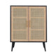 Dana 40 Inch Storage Cabinet Wood Frame 2 Shelves 2 Rattan Doors Black By Casagear Home BM285226