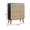 Dana 40 Inch Storage Cabinet Wood Frame 2 Shelves 2 Rattan Doors Black By Casagear Home BM285226