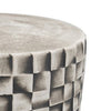 18 Inch Stool Table Ceramic Cylindrical Textured Geometry Outdoor Gray By Casagear Home BM285230