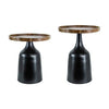 Side Tables | 20", 17" | Acacia Wood | Pedestal Base | Black Aluminum