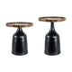 Side Tables | 20", 17" | Acacia Wood | Pedestal Base | Black Aluminum